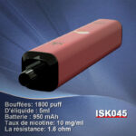 ISK045 Vape pen Jetable 1800 Bouffées disposable pod